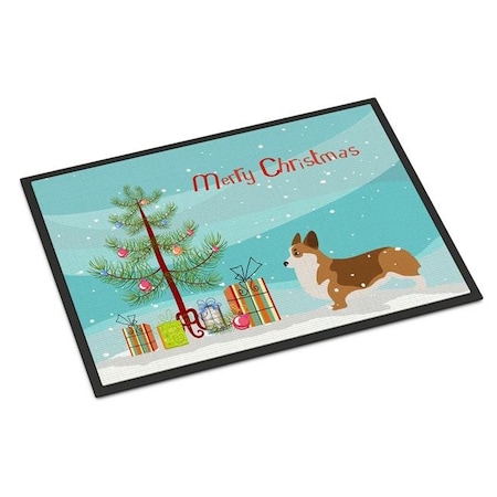 Carolines Treasures Carolines Treasures BB2938JMAT Corgi Merry Christmas Tree Indoor or Outdoor Mat; 24 x 36 BB2938JMAT